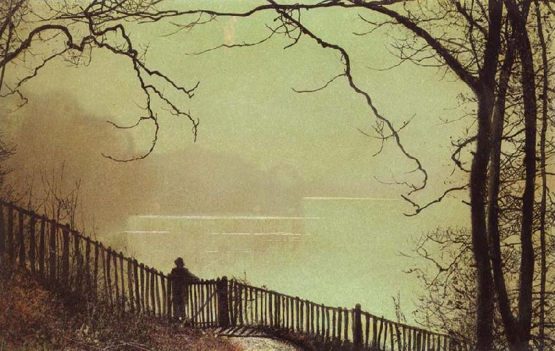 Atkinson Grimshaw Waterloo Lake Roundhay Park Leeds oil painting picture